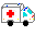 a pixelated ambulance with flashing red lights