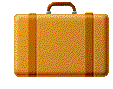 a brown briefcase. stickers representing different countries slowly appear to cover its surface