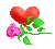 a slowly blinking red heart with a pink rose sitting horizontally underneath it