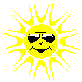 an image of a yellow sun with black sunglasses and a smile on its face. the face spins clockwise rapidly