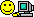 a pixeltaed gif of a yellow smily face yping on a computer