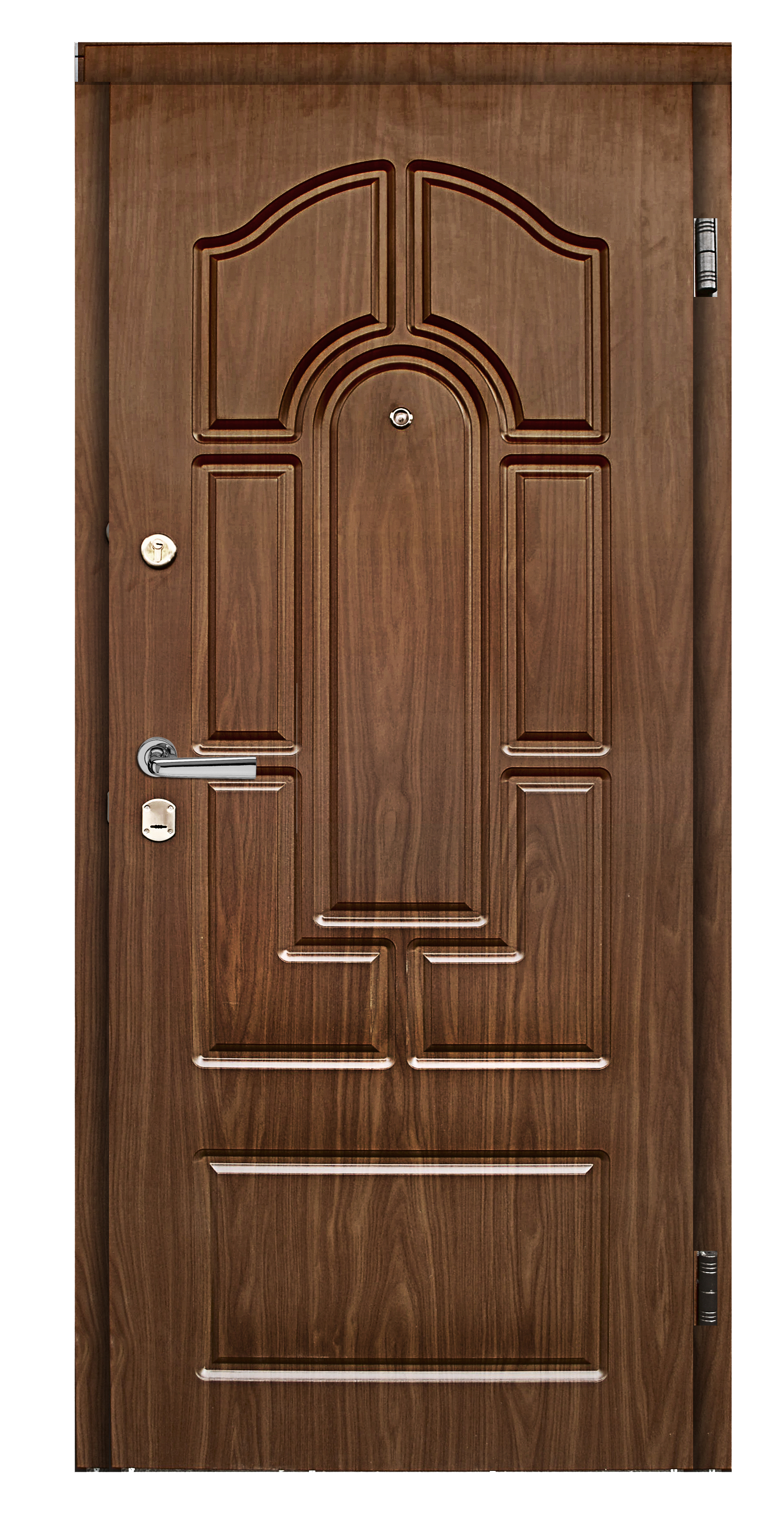 A brown wooden door.