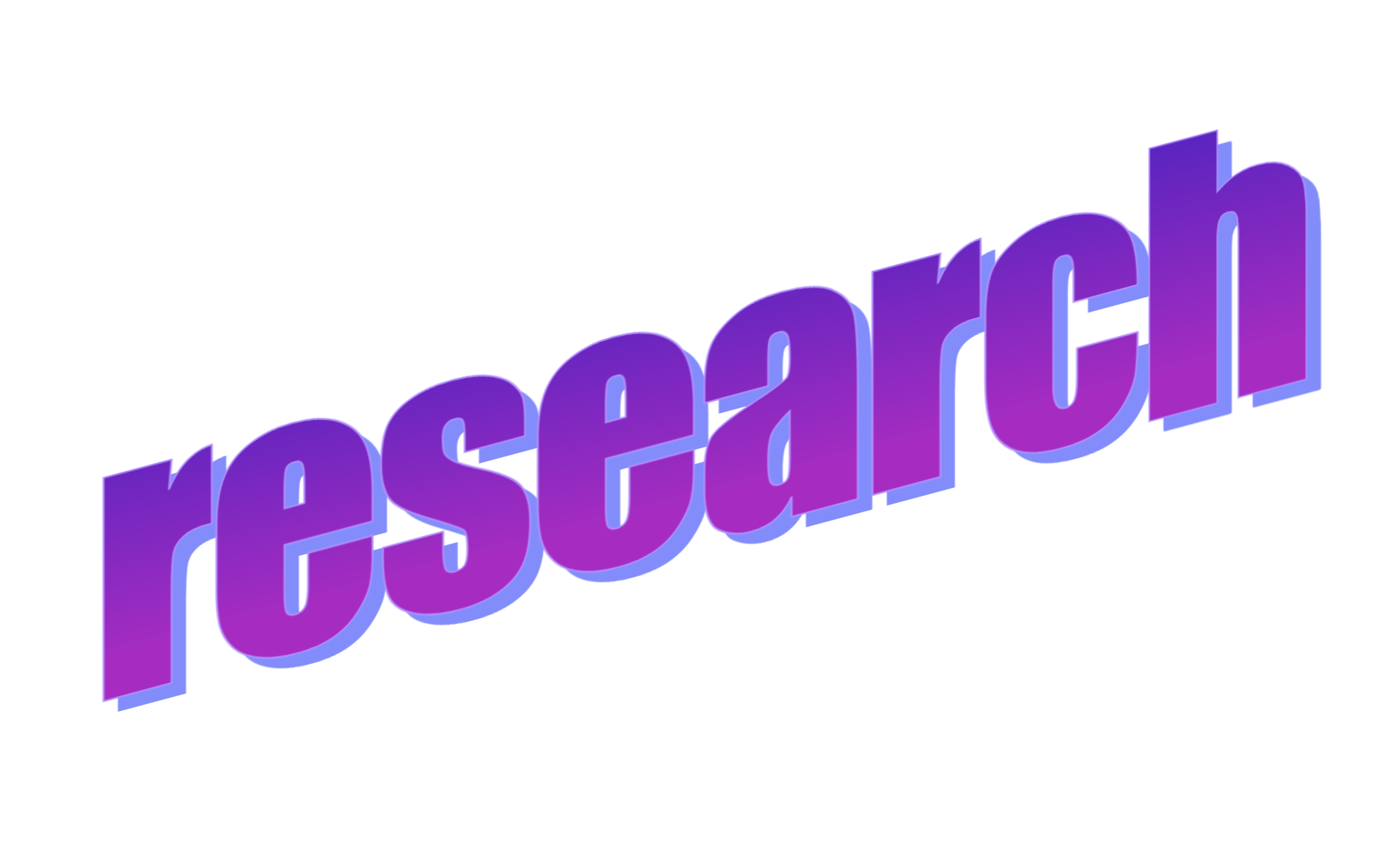 purple word art that says 'research' in all lower case